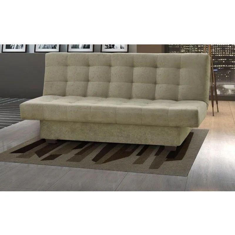 Sofá Cama Reclinável Laila Suede Amassado Bege Matrix