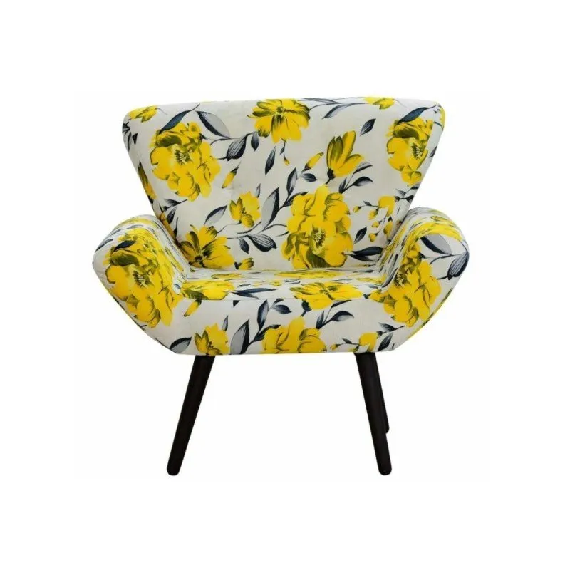 Poltrona Decorativa Aurora 1 Lugar Floral Amarela - Matrix