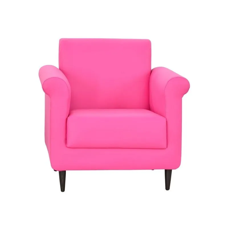 Poltrona Decorativa Betina Pés Madeira Corino Rosa - Matrix