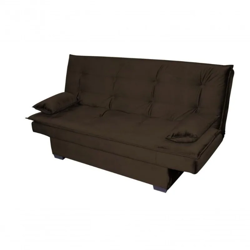 Sofá Cama Casal Reclinável Esmeralda Veludo Marrom Escuro - Matrix