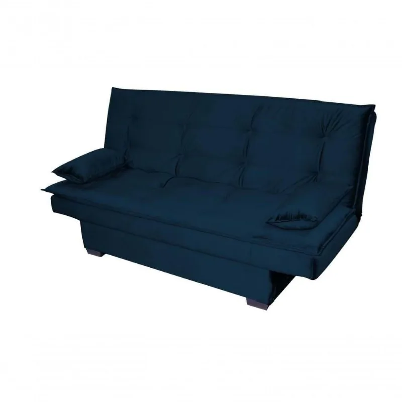 Sofá Cama Casal Reclinável Esmeralda Veludo Azul Marinho - Matrix