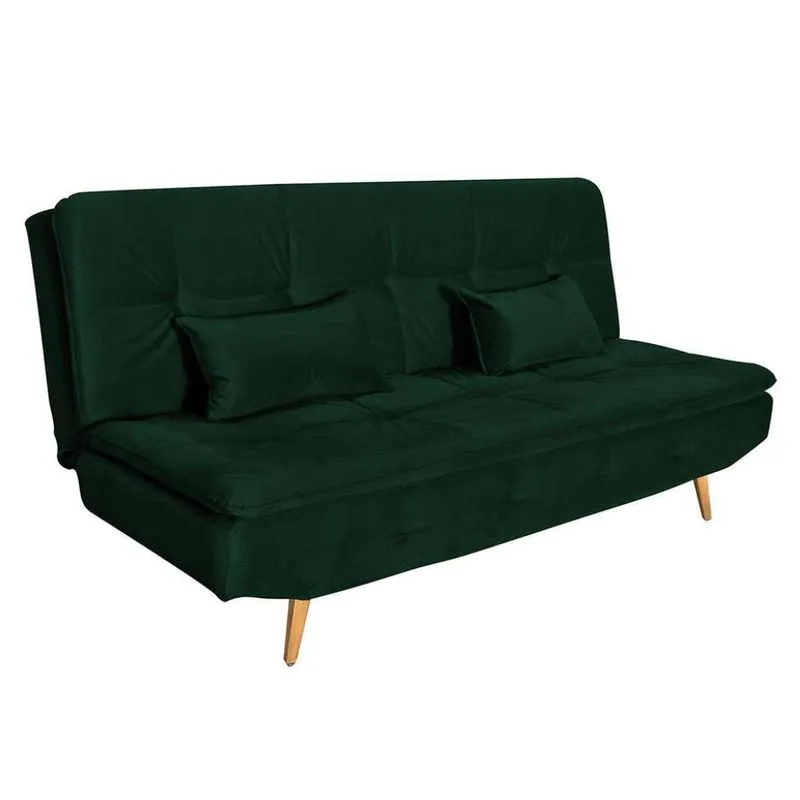 Sofá-Cama 3 Lugares Antonella Veludo Maserati Verde