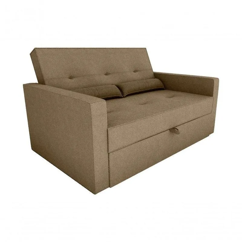 Sofá Cama 2 Lugares 140cm Anne Boucle Marrom Matrix Boucle Marrom