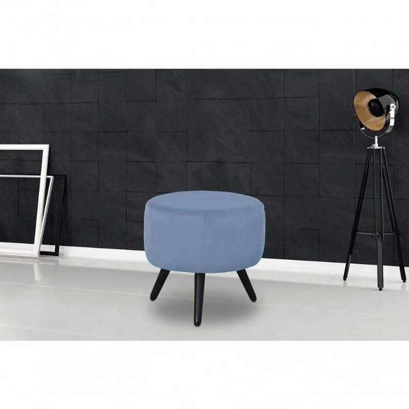 Puff Decorativo Redondo Pés Palito Alegria - Azul