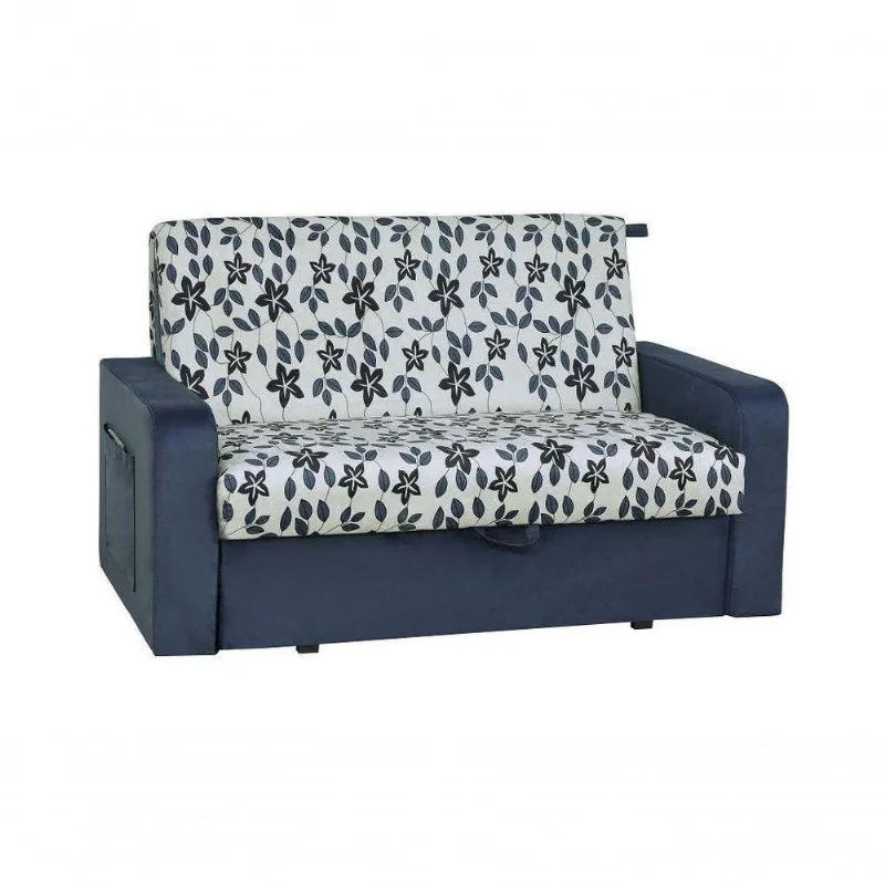 Sofá Cama Com Baú Daiane - Azul Estampado Floral