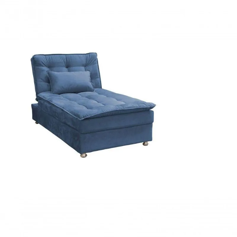 Sofá Cama Chaise 1 Lugar Penelope - Azul Pena