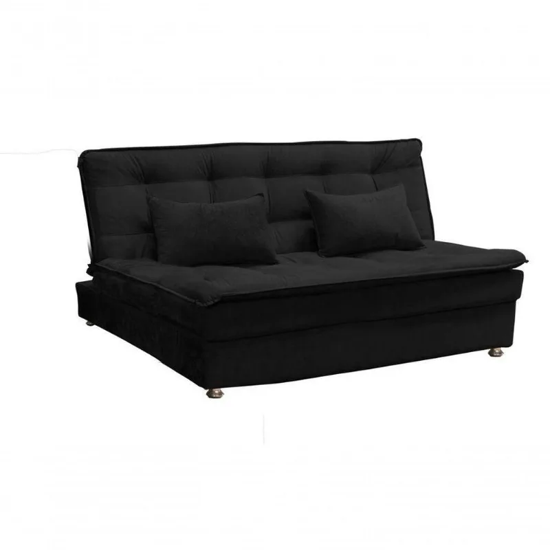 Sofá Cama Reclinável 2 Lugares Penélope - Preto Pena