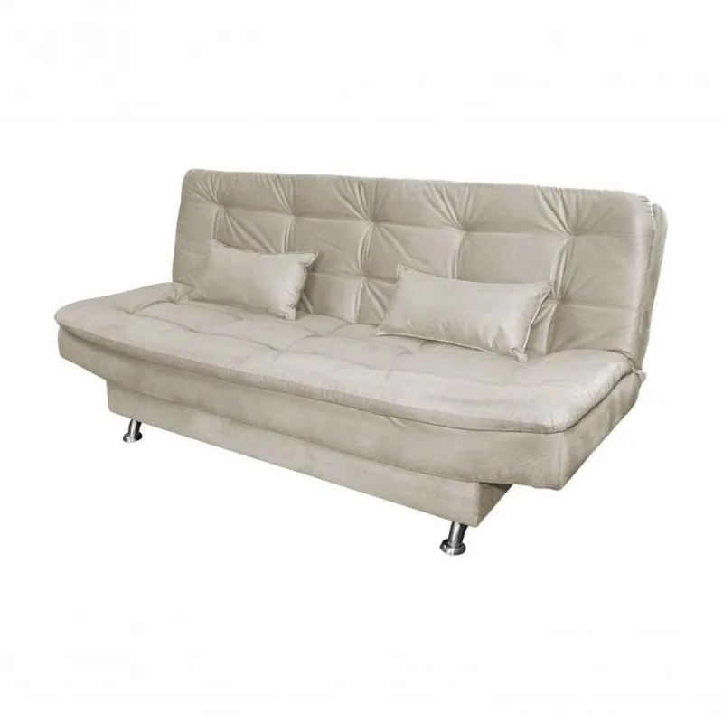 Sofá Cama Casal Reclinável Salomé Marrom Claro Light