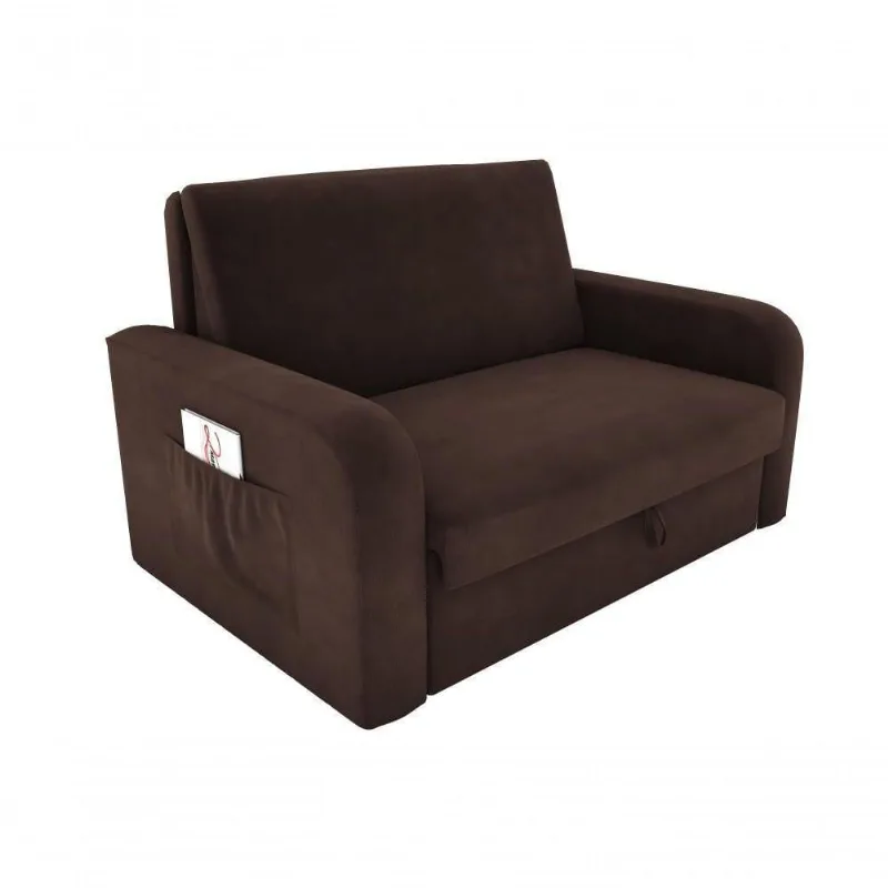 Sofá Cama 2 Lugares Compacto Com Baú 145 Larg Daiane Matrix Suede Marrom