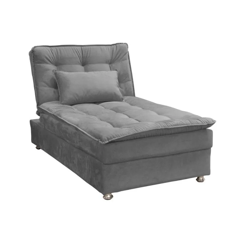 Sofá-Cama Solteiro Penélope Veludo Cinza
