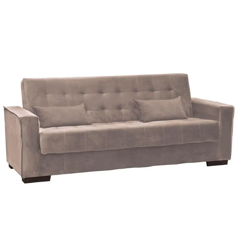 Sofá Cama 3 Lugares Dinorá 220cm Veludo Light Bege