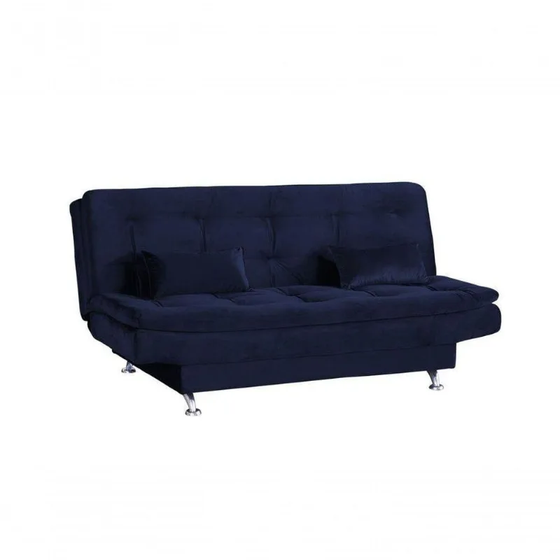 Sofá Cama Casal Reclinável Salomé Veludo Azul Marinho - Matrix