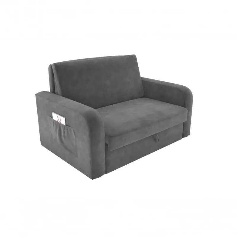 Sofá Cama Daiane 2 Lugares Com Baú Veludo Cinza Matrix - Matrix