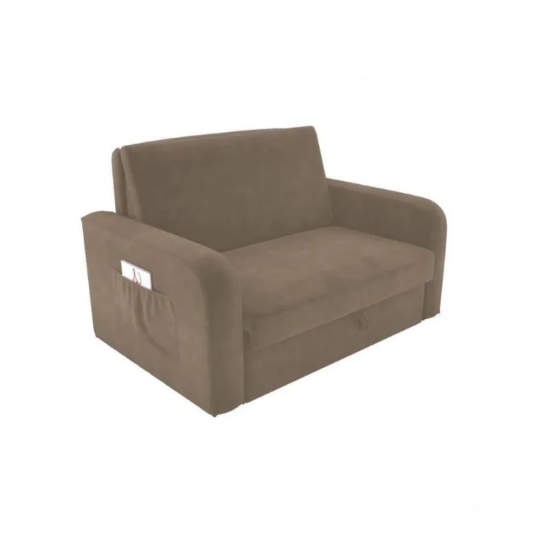 Sofá Cama Daiane 2 Lugares Com Baú Veludo Capuccino Matrix - Matrix