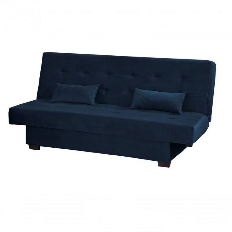 Sofá Cama Casal 3 Lugares Laila Veludo Azul Marinho - Matrix