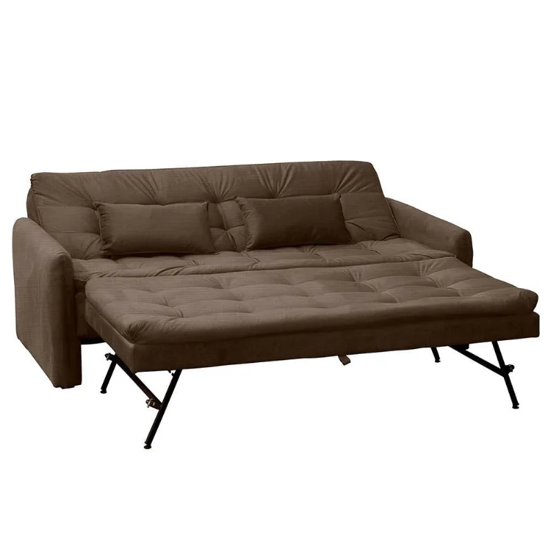 Sofá Cama 3 Lugares Madalena 202cm Granite Marrom