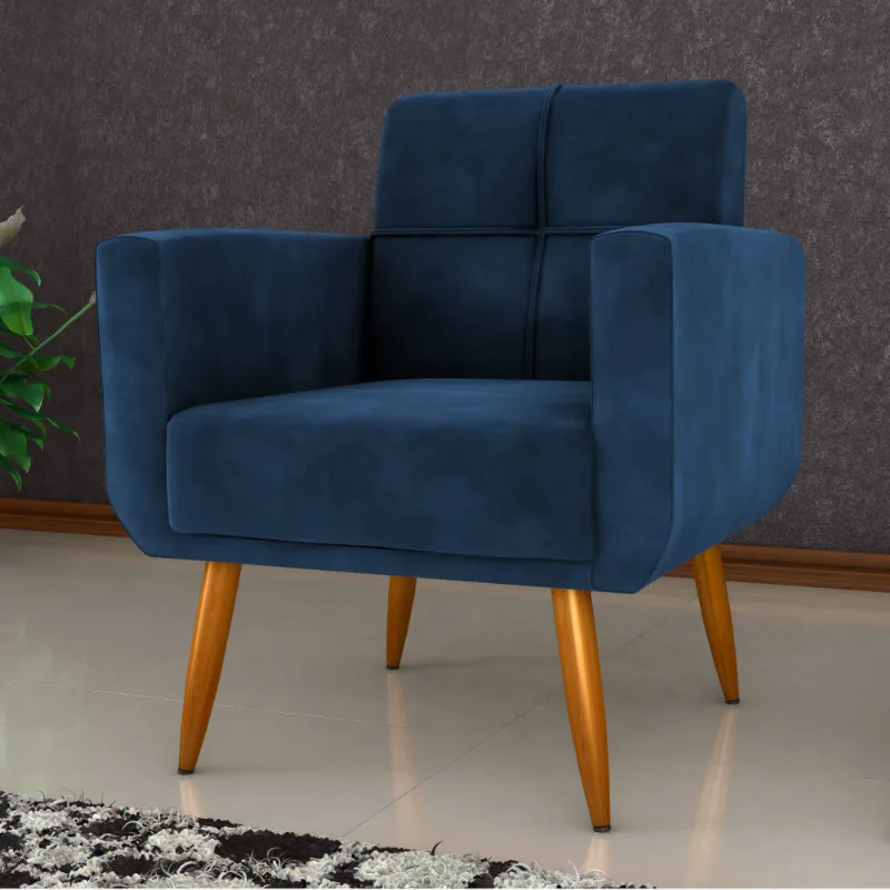 Poltrona Madri com Tecido Veludo - Azul - Matrix