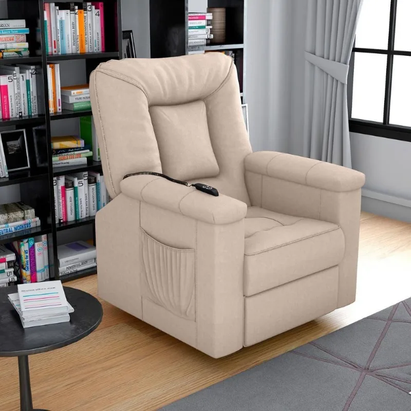 Poltrona do Papai Reclinável Elétrica Porshe Suede Bege com Apoio para Pés Matrix - Matrix