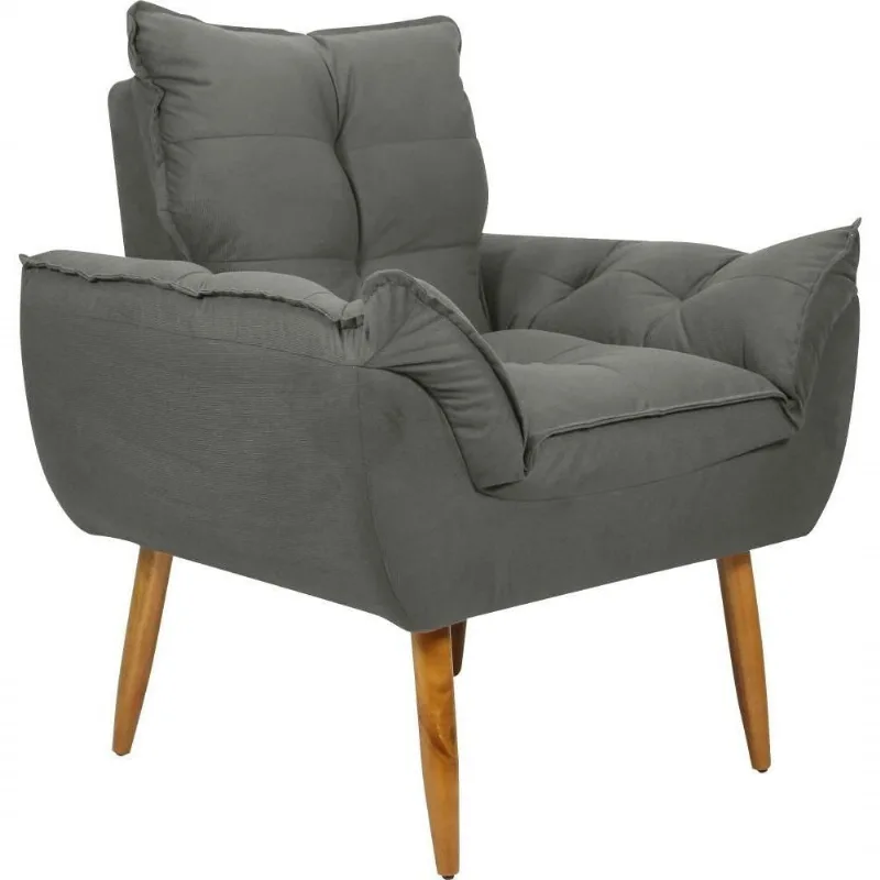 Poltrona Decorativa Tóquio 1 Lugar Suede Cinza Matrix