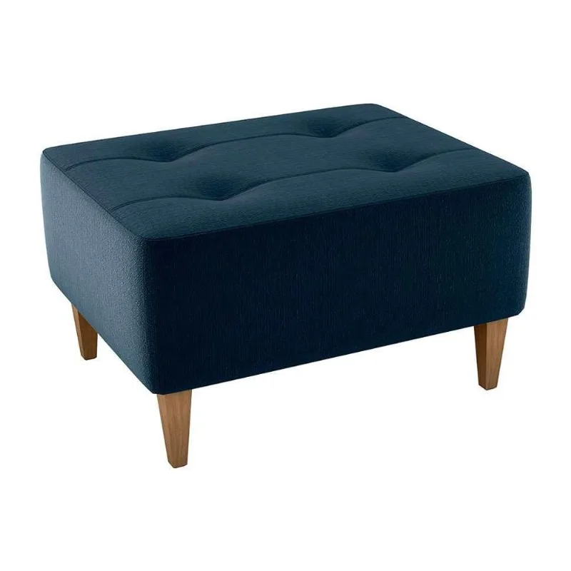 Puff Modern Piva Suede Azul com Pés