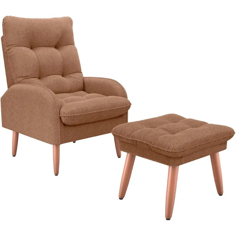 Poltrona Nantes com Puff Matrix Marrom