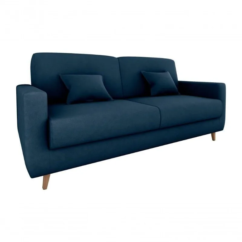 Sofá Cama Emília 2 Lugares 190cm Veludo Azul Matrix - Matrix