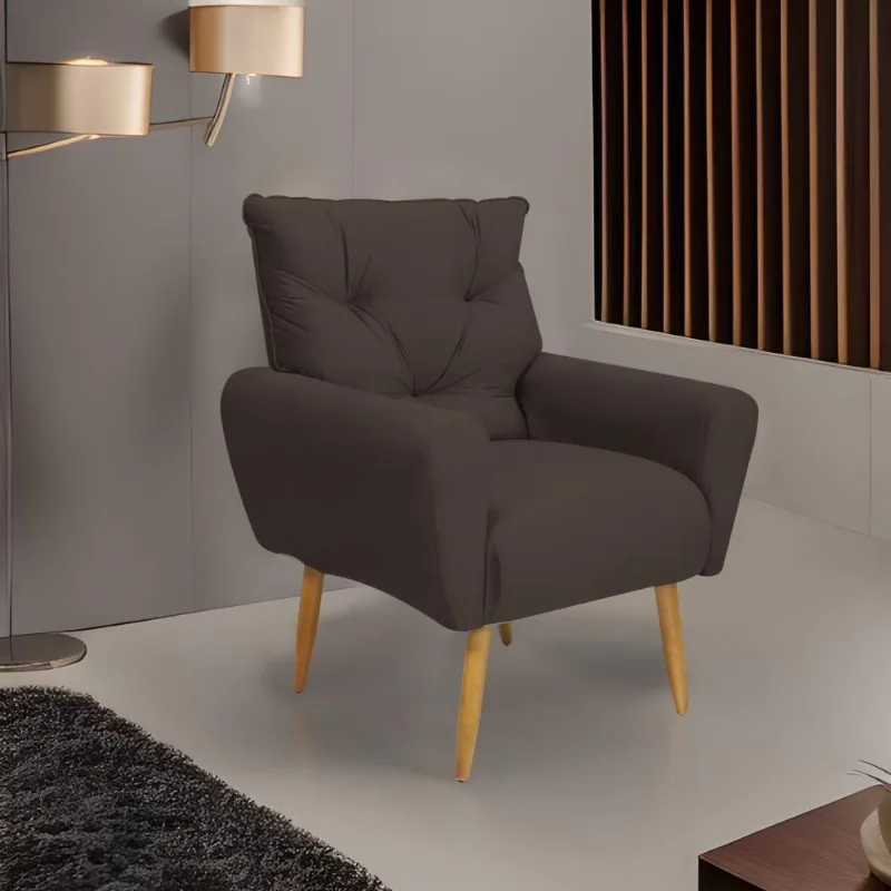 Poltrona Decorativa Para Sala De Estar Quarto E Escritorio Denver Veludo Matrix - Marrom Marrom