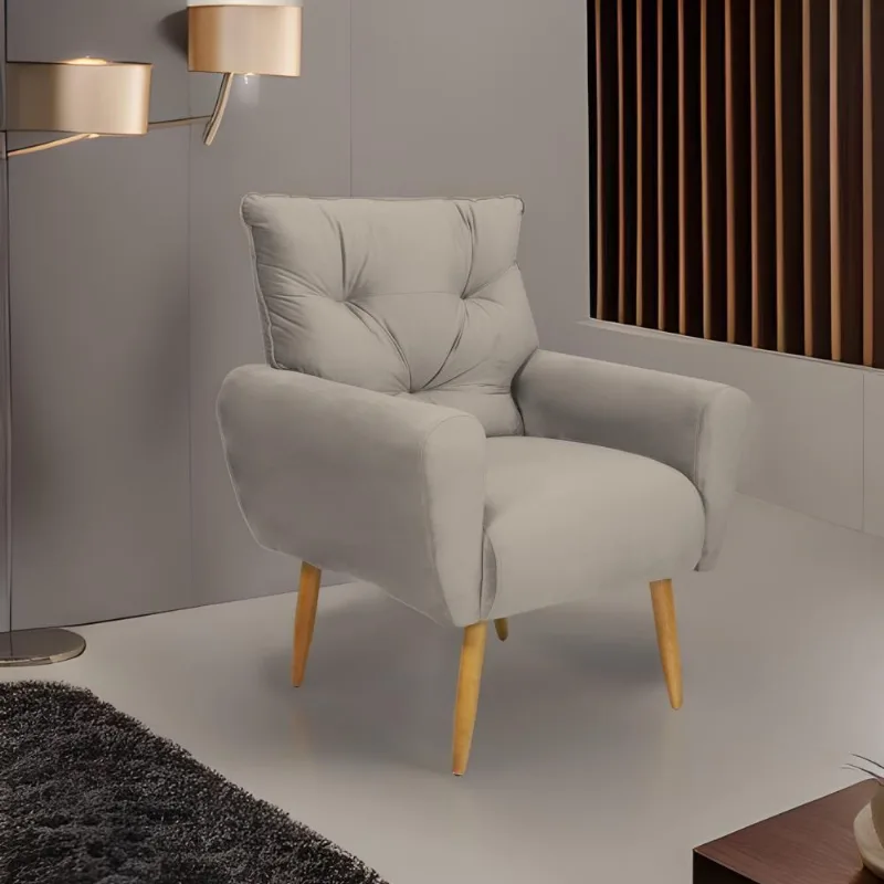Poltrona Decorativa Para Sala De Estar Quarto E Escritorio Denver Veludo Matrix - Cappuccino