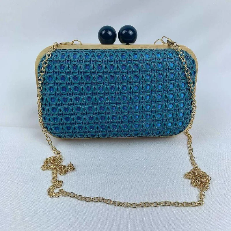 Bolsa Clutch Textura Palha Com Alça De Ombro Tranversal Festa Casamento verde