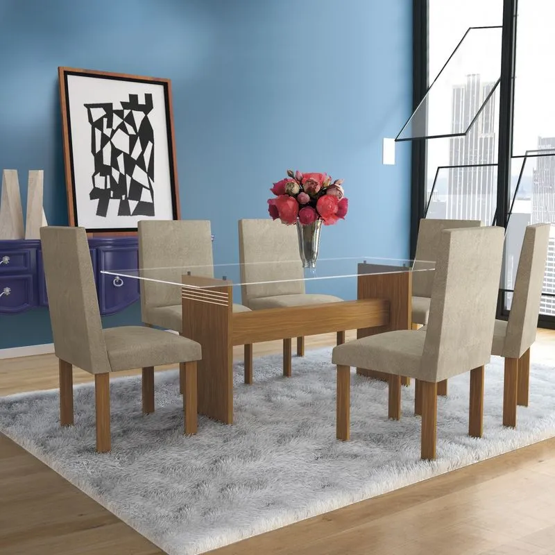 Conjunto Sala de Jantar Mesa 6 Cadeiras Dubai Espresso Móveis