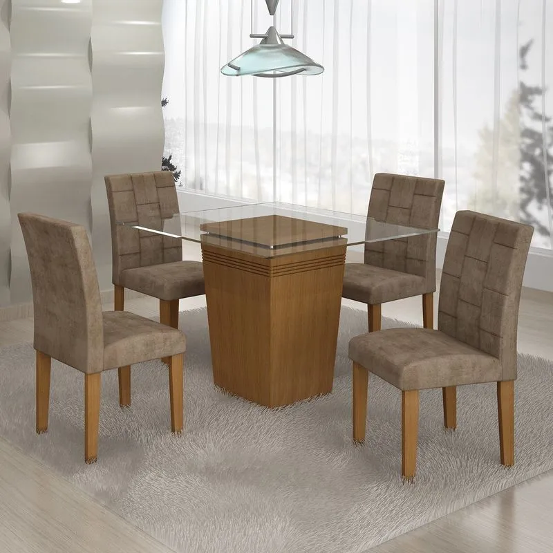 Conjunto Sala de Jantar Mesa 4 Cadeiras Istambul Espresso Móveis