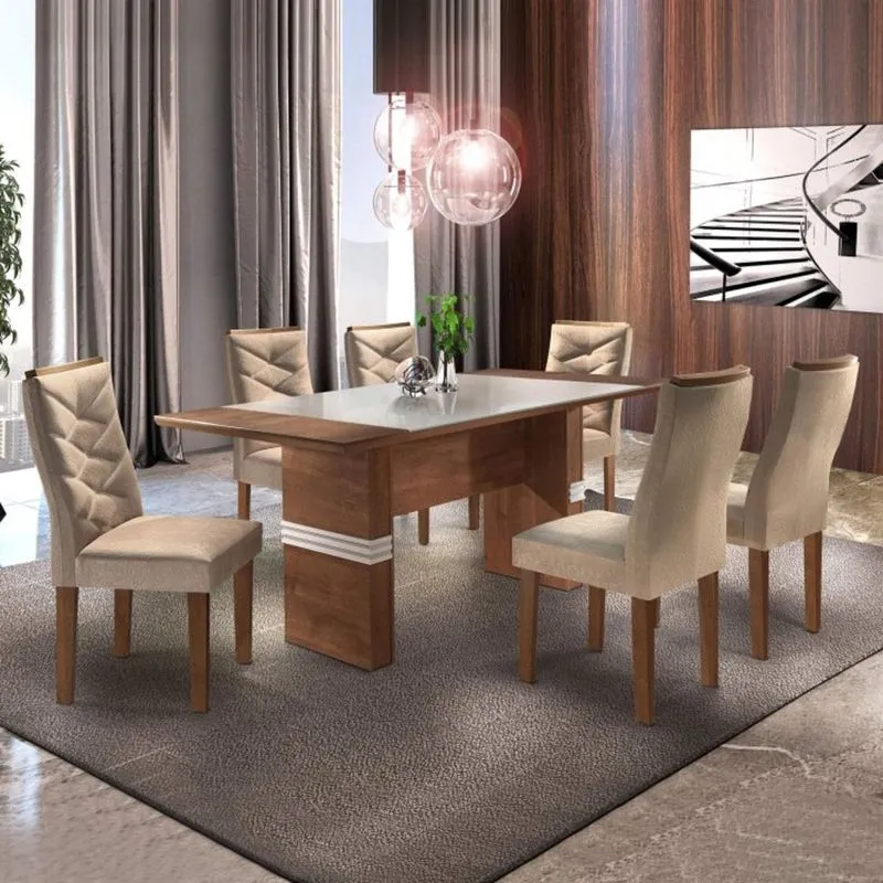 Conjunto Sala de Jantar Mesa Paris e 6 Cadeiras Germany Espresso Móveis