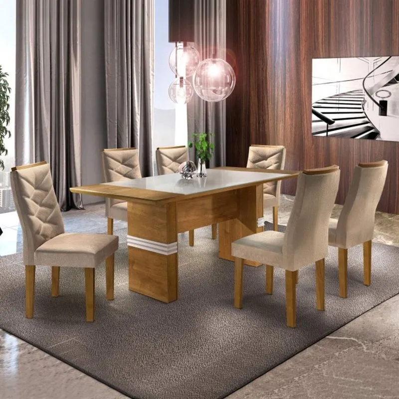 Conjunto Sala de Jantar Mesa Paris e 6 Cadeiras Germany Espresso Móveis