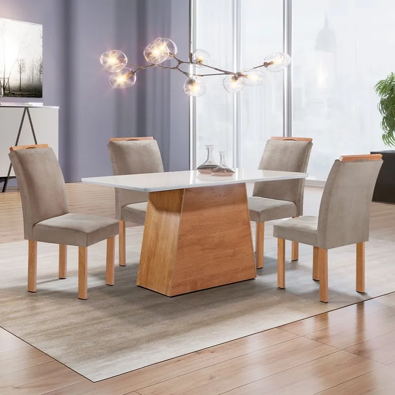 Sala De Jantar Cel Móveis Sevilha Tampo Smart Plus 120x90cm Com 4 Cadeiras Londres