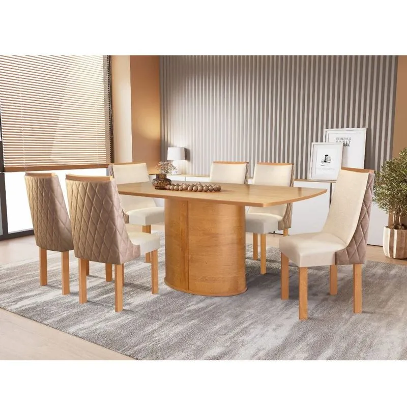 Conjunto Sala de Jantar Mesa 180cm Premium com 6 Cadeiras Montreal Cel Móveis