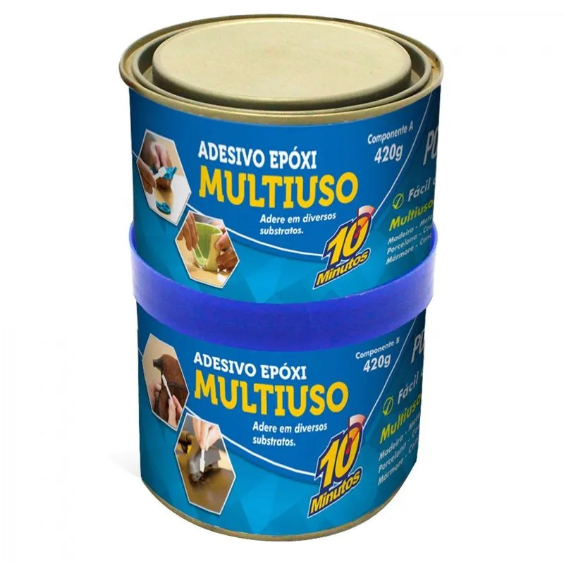 Adesivo Epóxi 10 Minutos em Lata Transparente Polipox