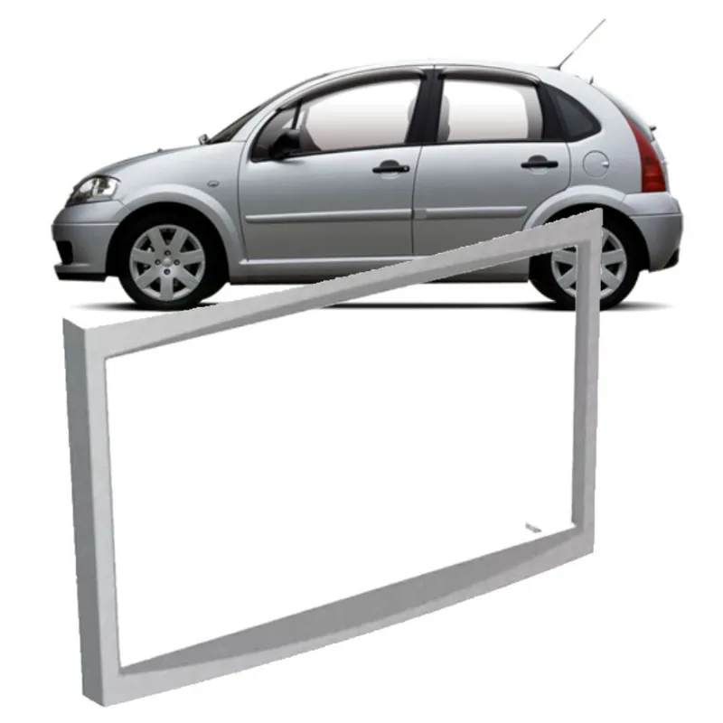 Moldura Aparelho de Som Dvd 2 Din Citroen C3 03/10 Peugeot 307 03/10 Prata