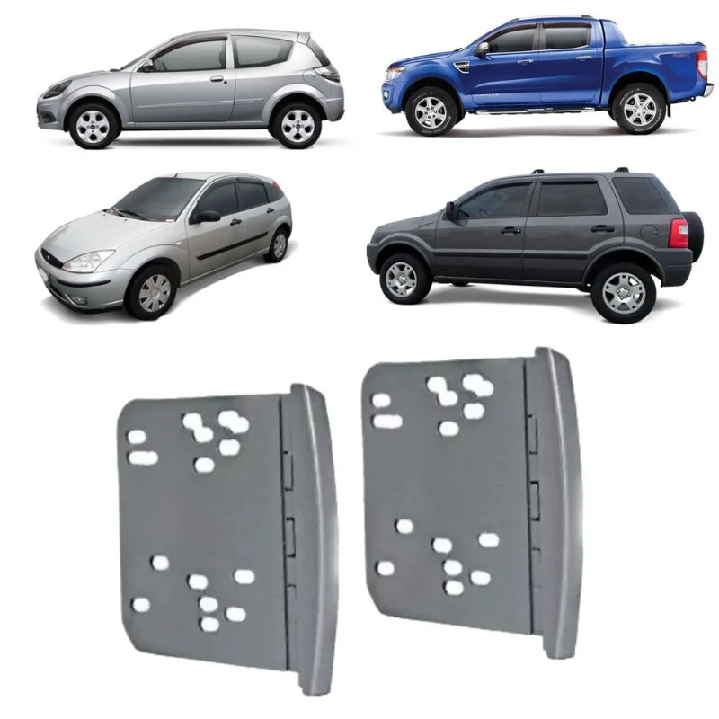 Moldura Aparelho Som Dvd 2 Din Focus 01/08 Ka 99/11 Escort 01/04 Ranger F250 Prata