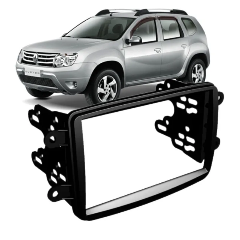 Moldura Aparelho de Som Painel Dvd 2 Din Duster Sandero Logan Captur Kwid Black Piano