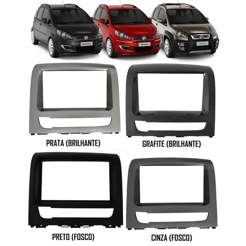 Moldura De Painel 2 Din Fiat Idea 2012 á 2016 2 Dins
