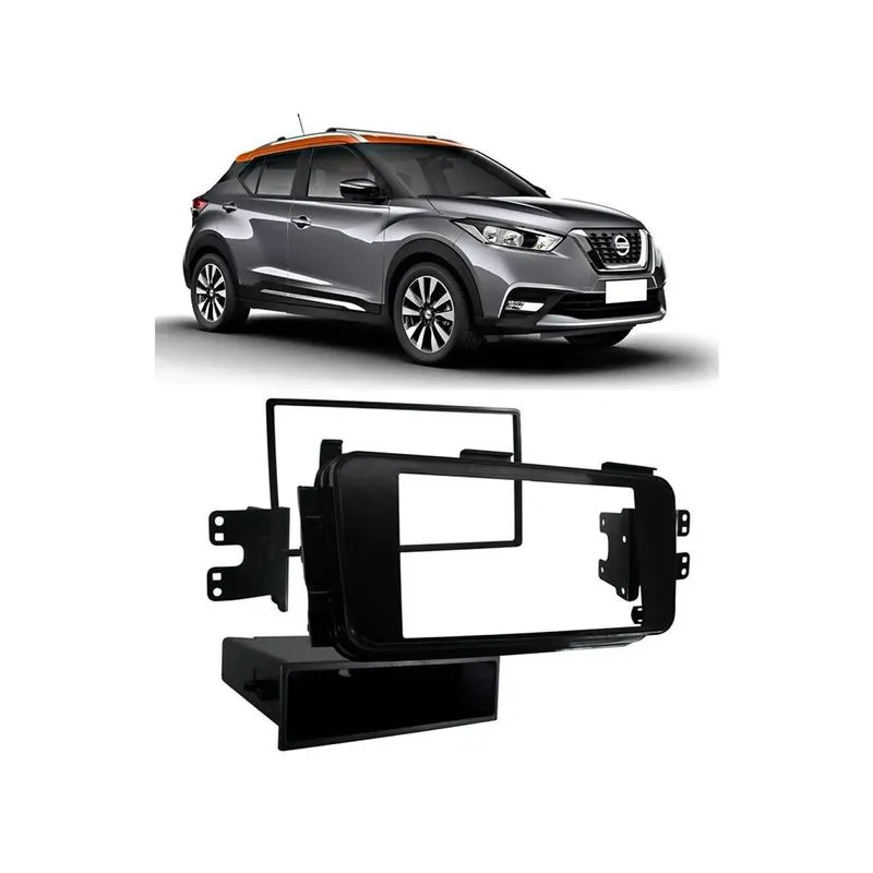 Moldura Painel Dvd Nissan Kicks Preto Soft 1 Din 2 Din