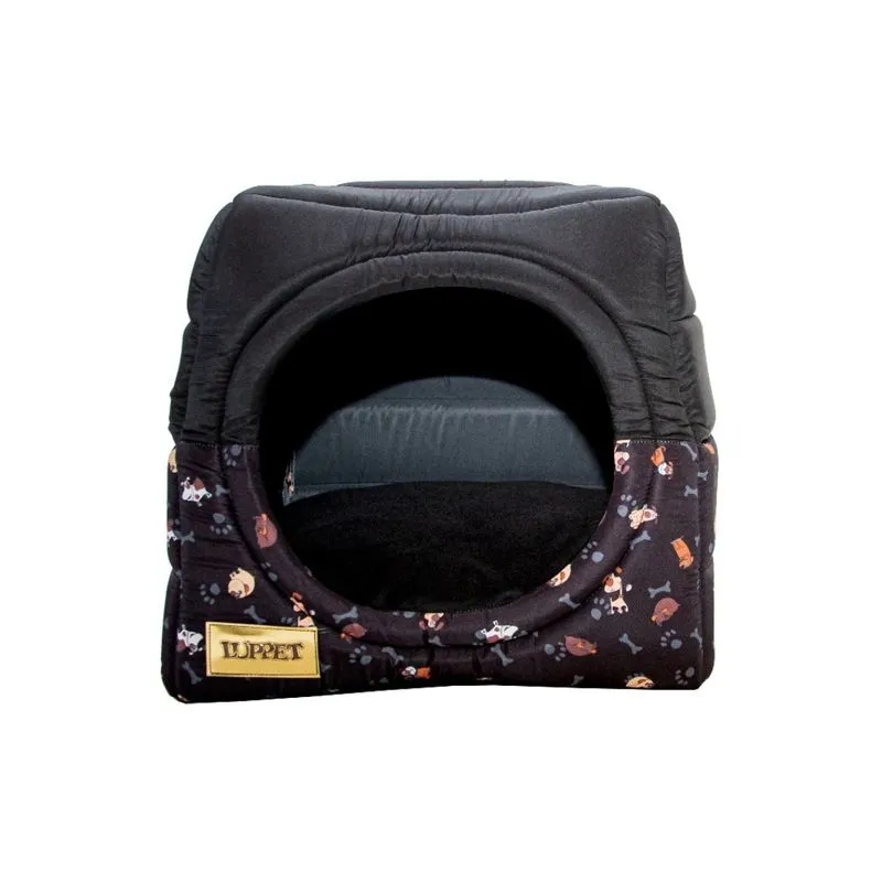 Cama Iglu e Toca Para Cachorro Luppet Luxo Preto Cachorro M
