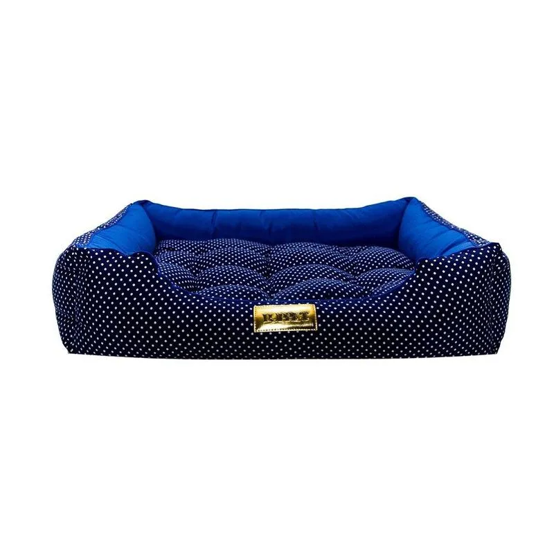Cama Retangular Luppet Conforto Azul Poá - Tam. G