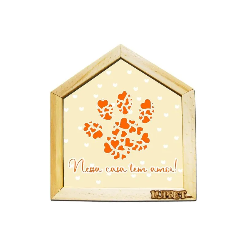 "Quadro Decorativo Para Espaço Pet ""Nessa Casa Tem Amor""" Marrom