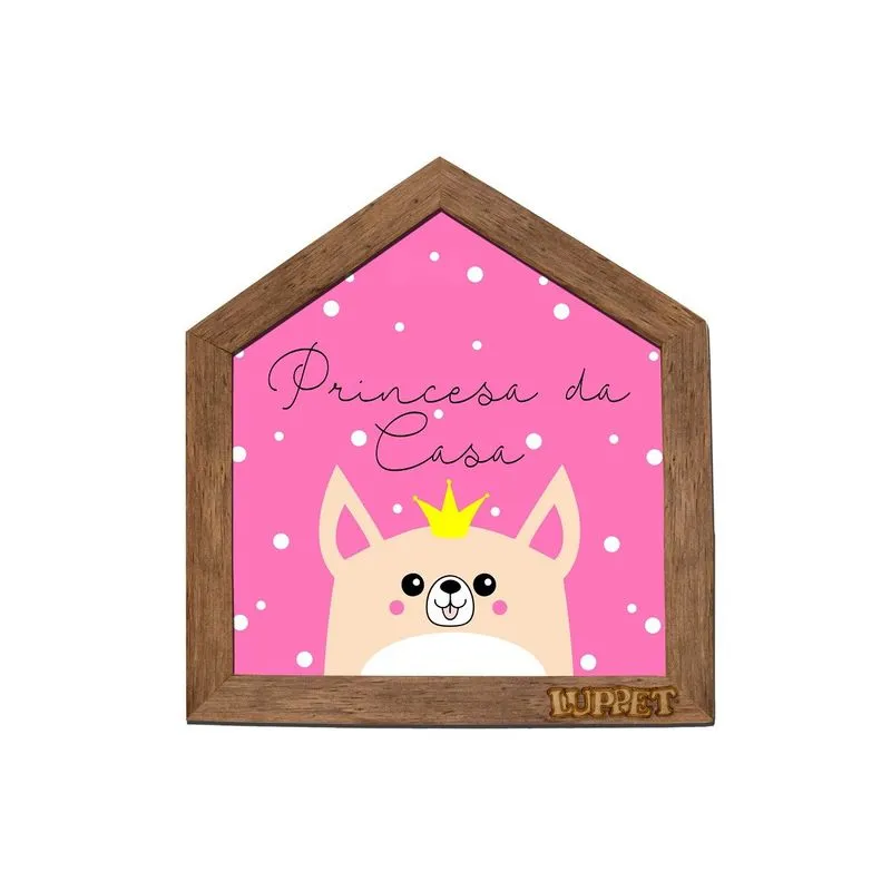 Quadro Decorativo Para Espaço Pet "Princesa Da Casa" Marrom