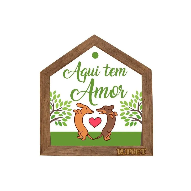 Quadro Decorativo Para Espaço Pet "Aqui Tem Amor" Marrom
