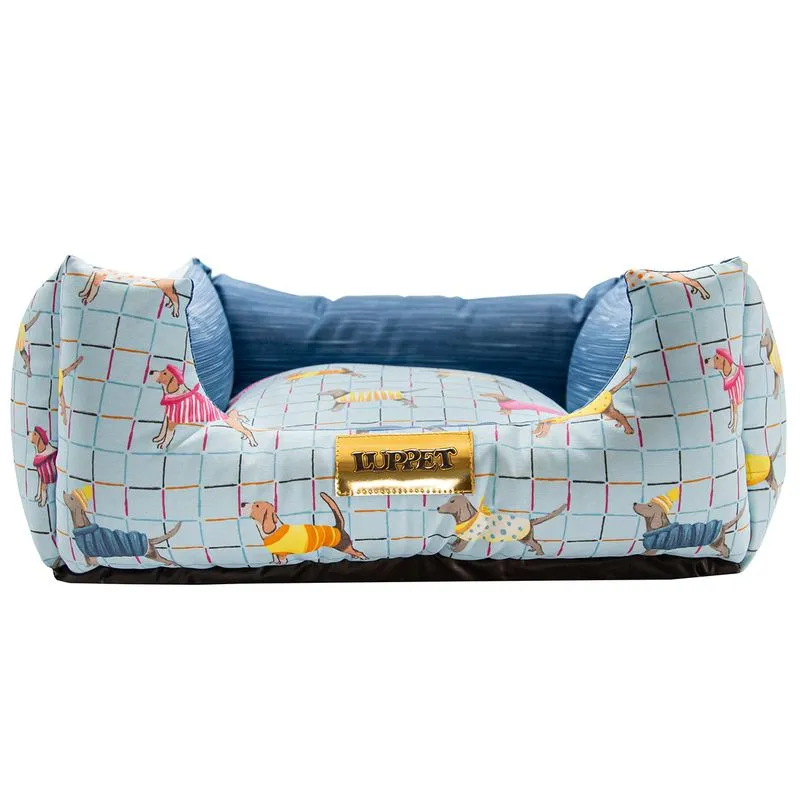 Cama para Cachorro Quadrada Impermeavel Luppet Azul Pets GG