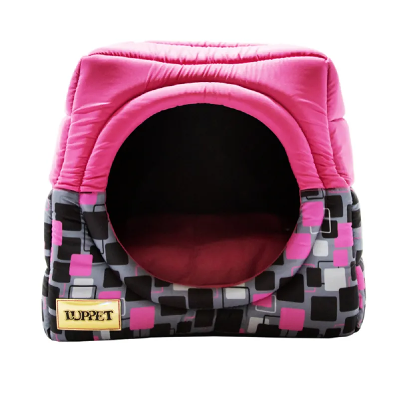 Cama Iglu e Toca Para Cachorro Luxo Luppet Rosa Losango M