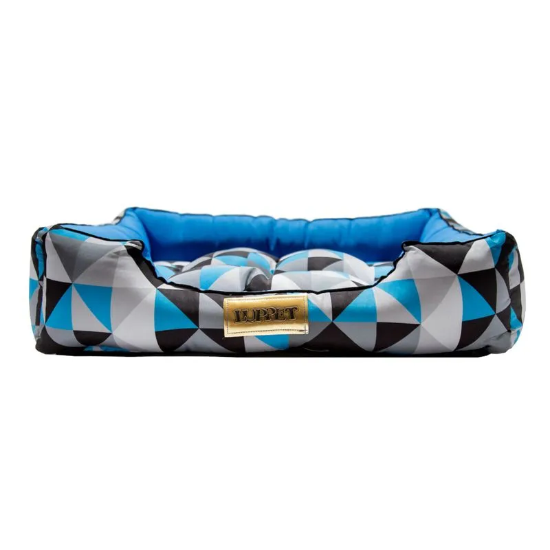 Cama Retangular para Cachorro ou Gato Luppet Luxo Azul Losango GG