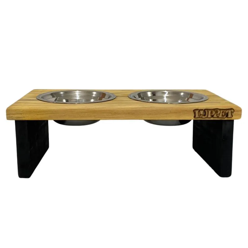 Comedouro para Cães e gatos Roma Luppet Elevado e com potes de Inox G